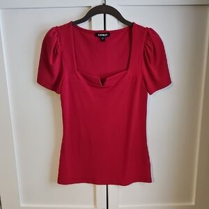 Express Red Puff Sleeve Blouse